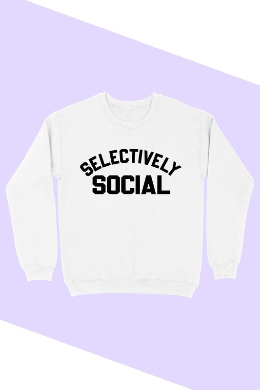 "Selectively Social" sweatshirt in the color white