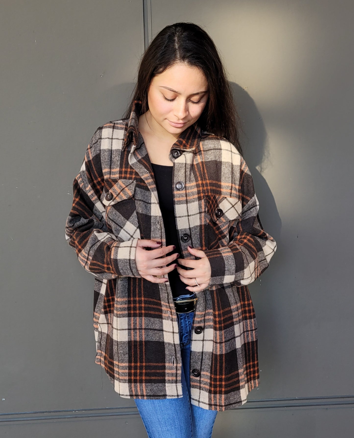 Brown Plaid Shacket